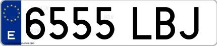 Ejemplo de matrícula española 6555 LBJ