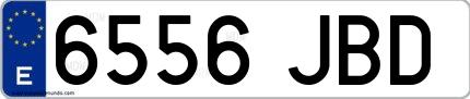 Ejemplo de matrícula española 6556 JBD