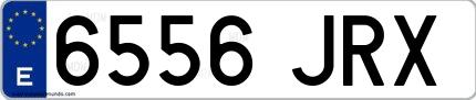Ejemplo de matrícula española 6556 JRX