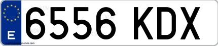 Ejemplo de matrícula española 6556 KDX