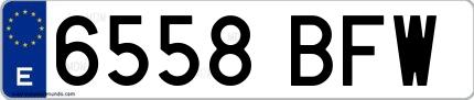 Ejemplo de matrícula española 6558 BFW
