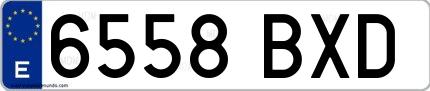 Ejemplo de matrícula española 6558 BXD