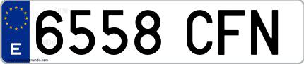 Ejemplo de matrícula española 6558 CFN