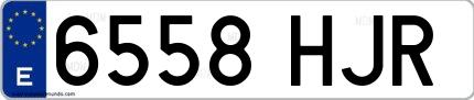 Ejemplo de matrícula española 6558 HJR
