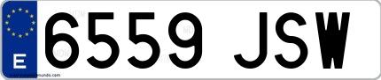 Ejemplo de matrícula de coche ordinaria 6559 JSW
