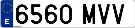 Ejemplo de matrícula española 6560 MVV