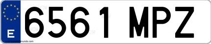 Ejemplo de matrícula española 6561 MPZ