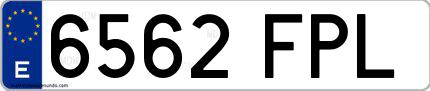 Ejemplo de matrícula española 6562 FPL