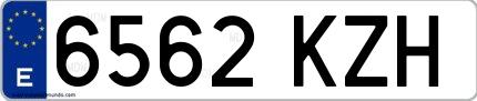 Ejemplo de matrícula española 6562 KZH
