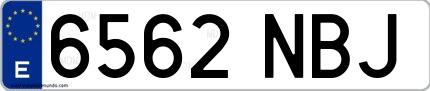 Ejemplo de matrícula española 6562 NBJ