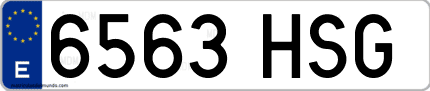 Ejemplo de matrícula de coche ordinaria 6563 HSG