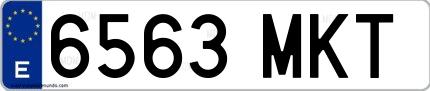 Ejemplo de matrícula española 6563 MKT