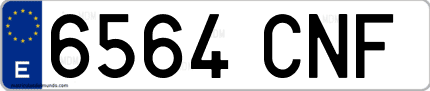 Ejemplo de matrícula de coche ordinaria 6564 CNF