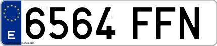 Ejemplo de matrícula española 6564 FFN