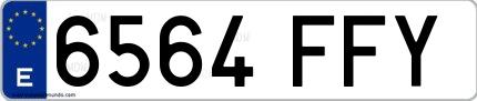 Ejemplo de matrícula española 6564 FFY