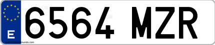 Ejemplo de matrícula de coche ordinaria 6564 MZR