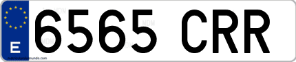 Ejemplo de matrícula de coche ordinaria 6565 CRR