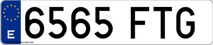 Ejemplo de matrícula de coche ordinaria 6565 FTG