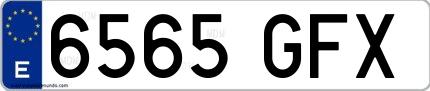 Ejemplo de matrícula de coche ordinaria 6565 GFX