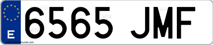 Ejemplo de matrícula de coche ordinaria 6565 JMF