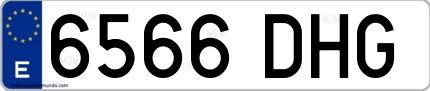 Ejemplo de matrícula española 6566 DHG