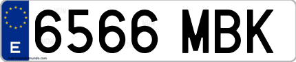 Ejemplo de matrícula de coche ordinaria 6566 MBK