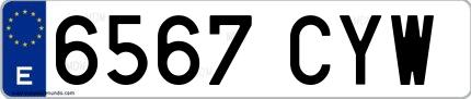 Ejemplo de matrícula española 6567 CYW