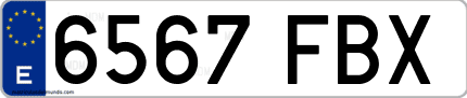 Ejemplo de matrícula de coche ordinaria 6567 FBX