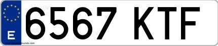 Ejemplo de matrícula española 6567 KTF