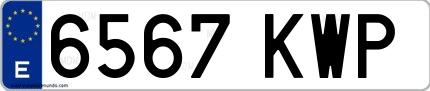 Ejemplo de matrícula española 6567 KWP