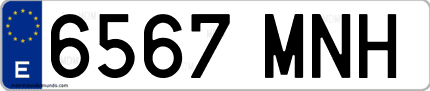 Ejemplo de matrícula de coche ordinaria 6567 MNH