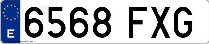 Ejemplo de matrícula española 6568 FXG