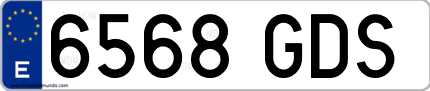 Ejemplo de matrícula de coche ordinaria 6568 GDS