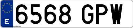 Ejemplo de matrícula de coche ordinaria 6568 GPW