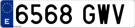Ejemplo de matrícula española 6568 GWV