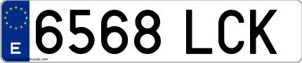 Ejemplo de matrícula española 6568 LCK