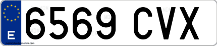 Ejemplo de matrícula de coche ordinaria 6569 CVX