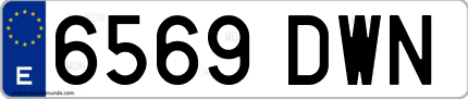 Ejemplo de matrícula de coche ordinaria 6569 DWN