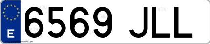 Ejemplo de matrícula de coche ordinaria 6569 JLL
