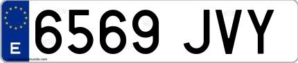 Ejemplo de matrícula española 6569 JVY