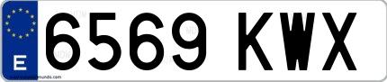 Ejemplo de matrícula española 6569 KWX