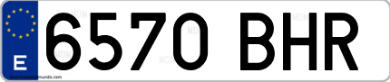 Ejemplo de matrícula de coche ordinaria 6570 BHR