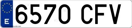 Ejemplo de matrícula española 6570 CFV