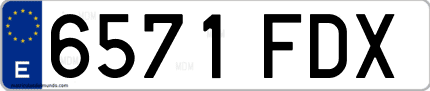 Ejemplo de matrícula de coche ordinaria 6571 FDX