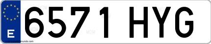 Ejemplo de matrícula de coche ordinaria 6571 HYG