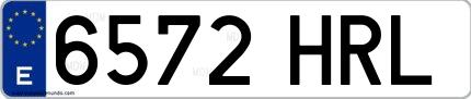 Ejemplo de matrícula española 6572 HRL