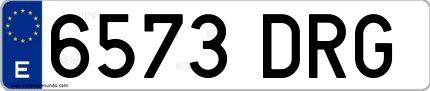 Ejemplo de matrícula española 6573 DRG
