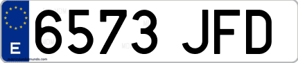 Ejemplo de matrícula de coche ordinaria 6573 JFD
