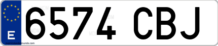 Ejemplo de matrícula de coche ordinaria 6574 CBJ