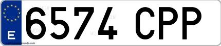 Ejemplo de matrícula española 6574 CPP